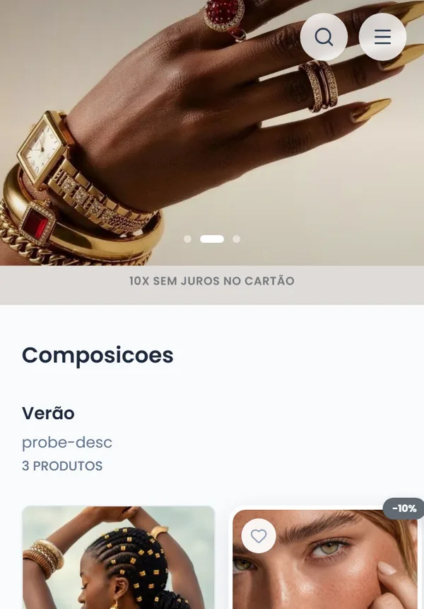 LINK catalog open on a phone: search, banner and jewelry products with wholesale prices