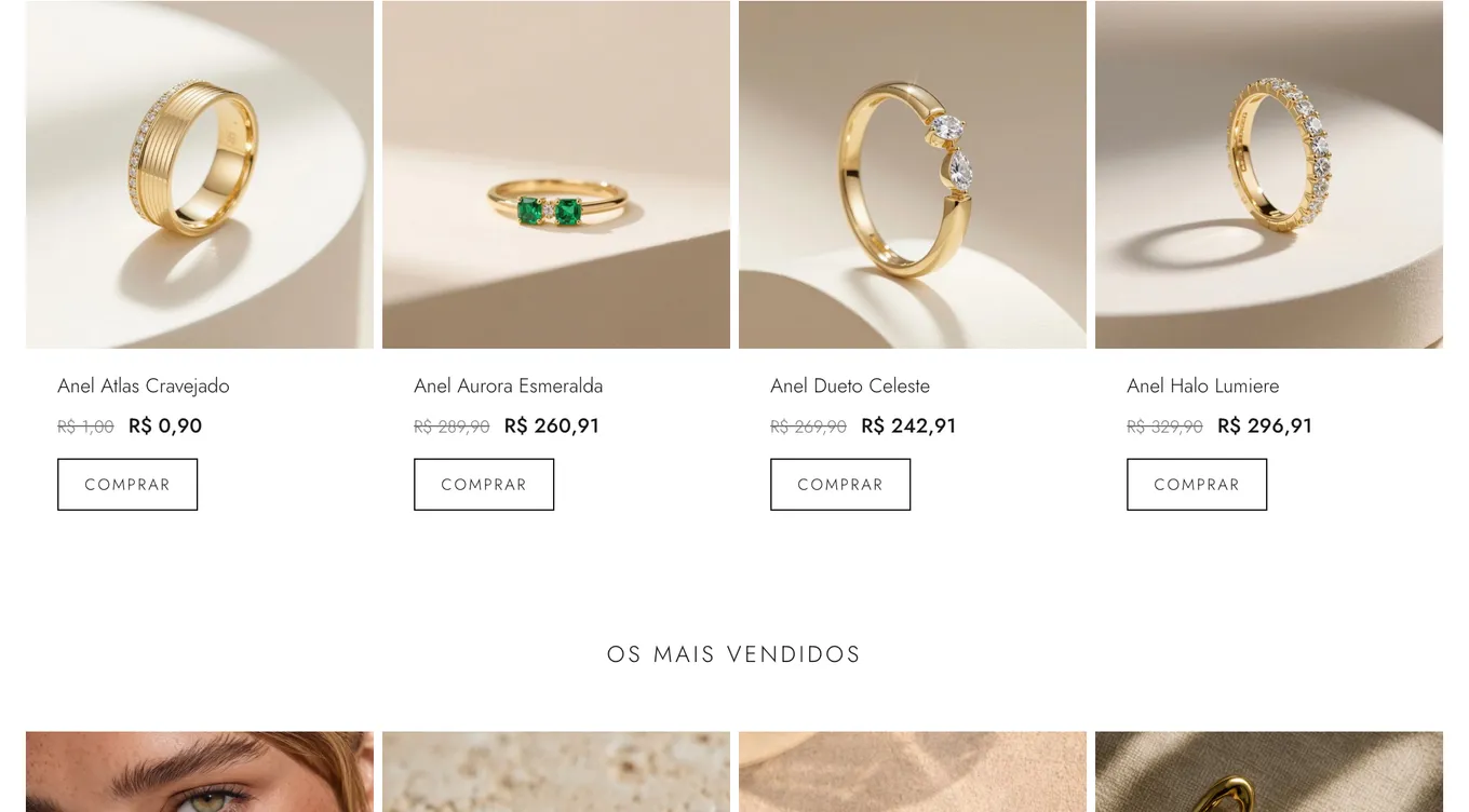 Catálogo de joyería de LINK en el ordenador: novedades y más vendidos con precio de oferta y botón Comprar